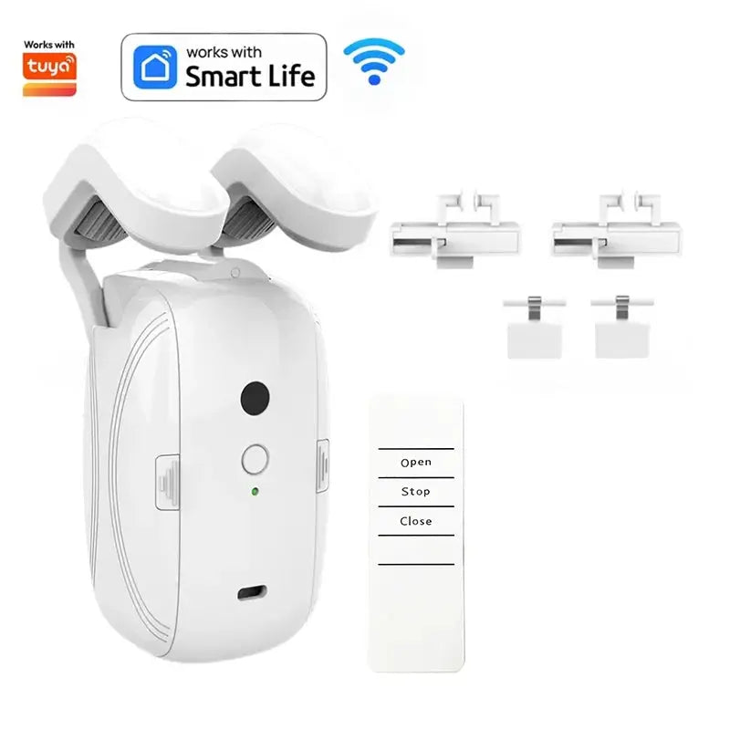 Smart Curtain Opener with App, Remote, Timer & Voice (WiFi/Bluetooth)
