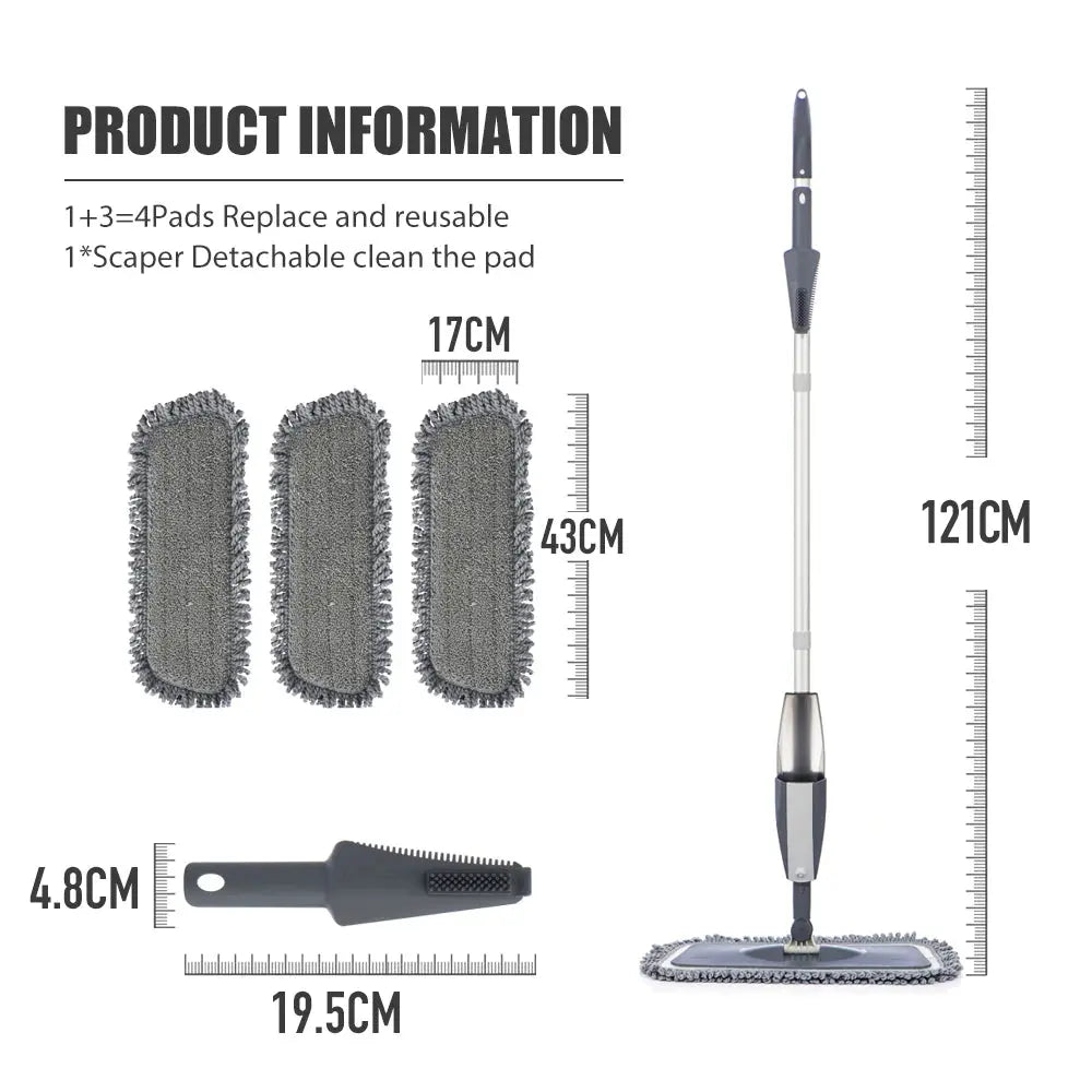 Magic Spray Mop Wooden Floor with Reusable Microfiber Pads 360 Degree Handle Home Windows Kitchen Mop Sweeper Broom Clean Tools Homeysolve