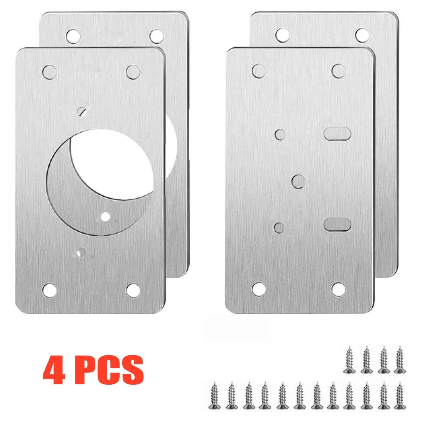 2/4/10 Pieces Cabinet Hinge Repair Plate Kit for Home Kitchen Cabinets and Furniture with Holes, Stainless Steel Door Hinge Mounting Plate Homeysolve
