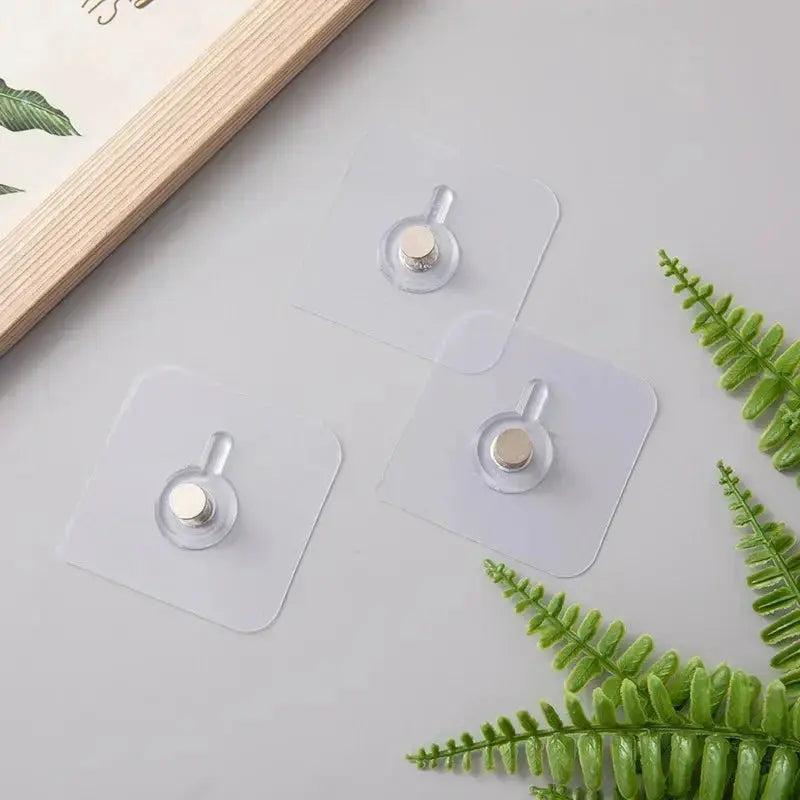 10/50pcs Self-Adhesive Hook Strong Adhesive Picture Frame Nails Hooks Transparent Seamless Wall Hangers Hanging Clock Homeysolve