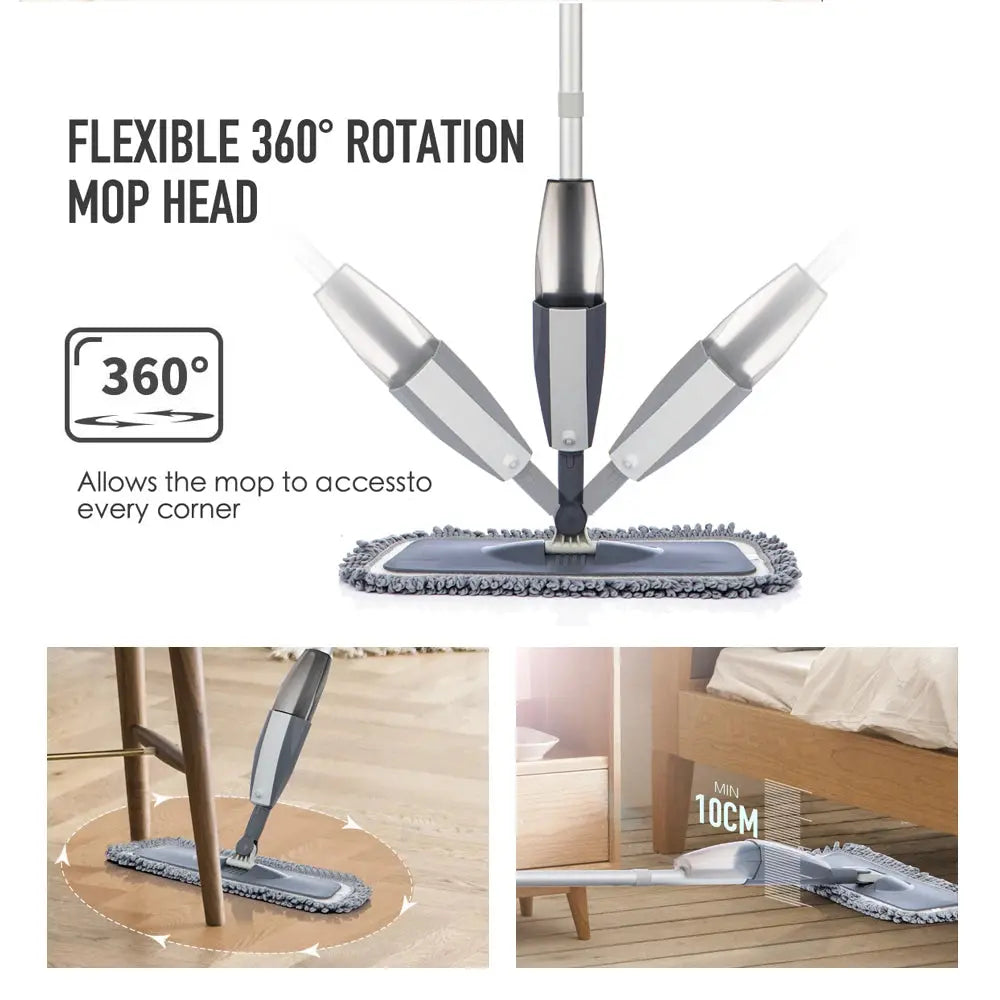 Magic Spray Mop Wooden Floor with Reusable Microfiber Pads 360 Degree Handle Home Windows Kitchen Mop Sweeper Broom Clean Tools Homeysolve