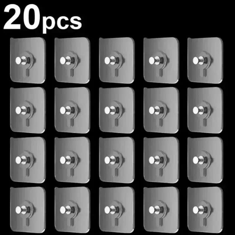 10/50pcs Self-Adhesive Hook Strong Adhesive Picture Frame Nails Hooks Transparent Seamless Wall Hangers Hanging Clock Homeysolve