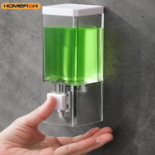 Homefish Perforated Manual Press Soap Dispenser Wall Mounted Traceless Disinfectant Bottle Bathroom Transparent Soap Dispenser Homeysolve