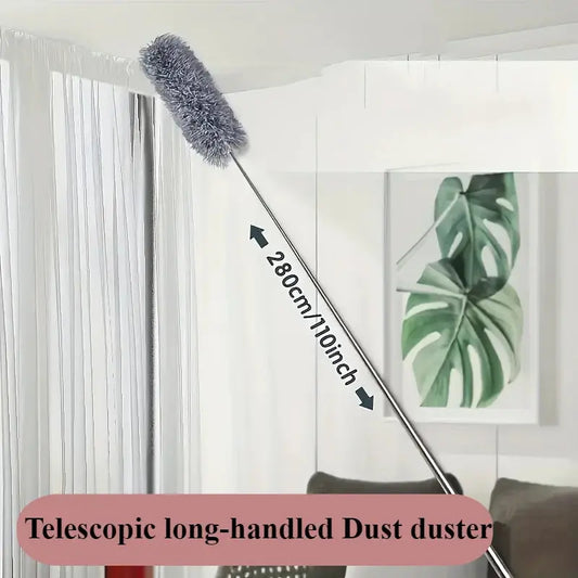 2.8M Extended Chicken Feather Duster Extendable and Curved Ceiling Cleaning Broom Household Electrostatic Dust Collector Homeysolve