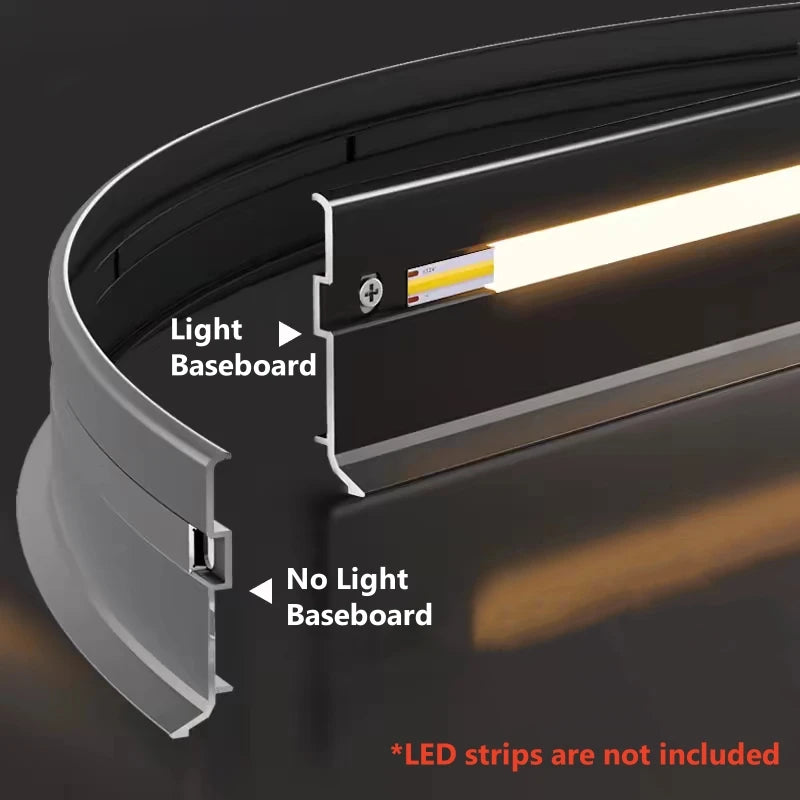 Aluminum LED Skirting Profile | 5mm Narrow Wall Baseboard Strip Channel (H4/6/8cm)