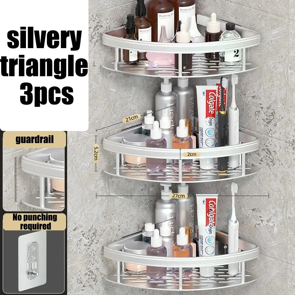 Wall Hanging Corner Rectangular Rack Bathroom Shelf Towel Rack Shelves Wall Shower  Shampoo Rack No Drill Shelf Tripod Homeysolve