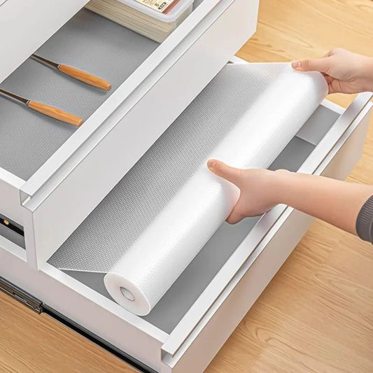 30/60cm 1.5/5M Drawer Mat Shelf Cover Liners Non Slip Waterproof Closet Placemat Table Pad Cabinet Oil-proof Liners Non-Adhesive Homeysolve