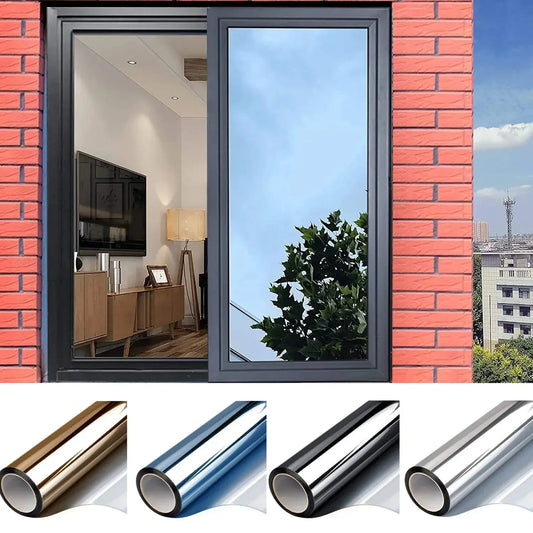 Multi-size One Way Mirror Window Film Privacy Sun Blocking Glass Sticker Heat Control Reflective Film Self Adhesive Window Tint Homeysolve