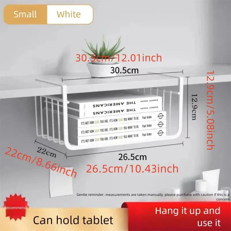 2025 Hanging Net Basket Large Capacity Hanging Storage Basket Iron Material Under Cabinet Wall Wardrobe Home Kitchen Tools Homeysolve