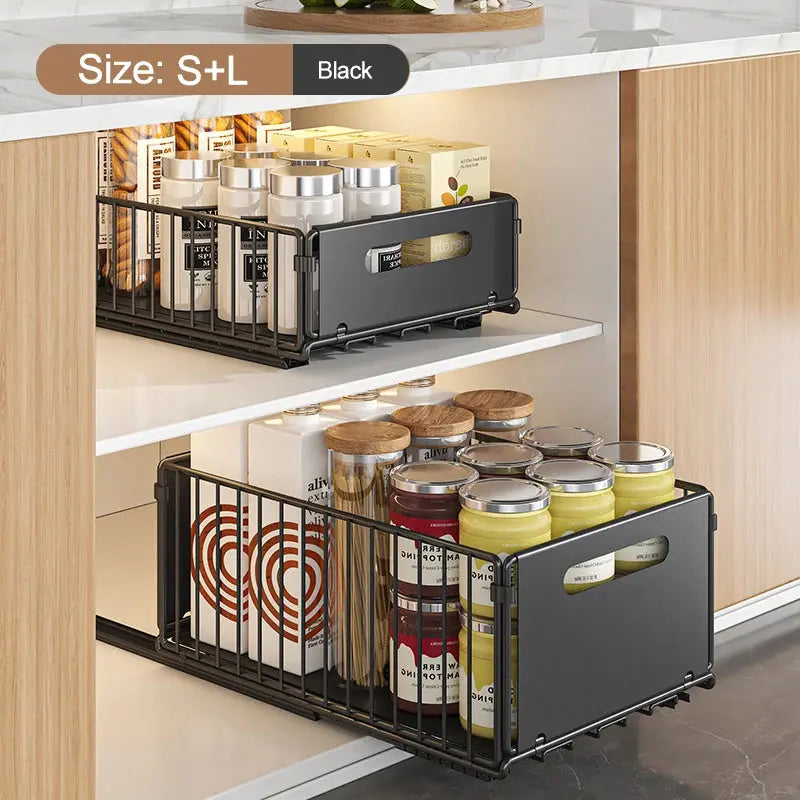 Kitchen Storage Rack Pull Out Cabinet Organizer Slide Drawer Storage Tray Seasoning Bottle Spice Storage Rack Kitchen Organizer Homeysolve