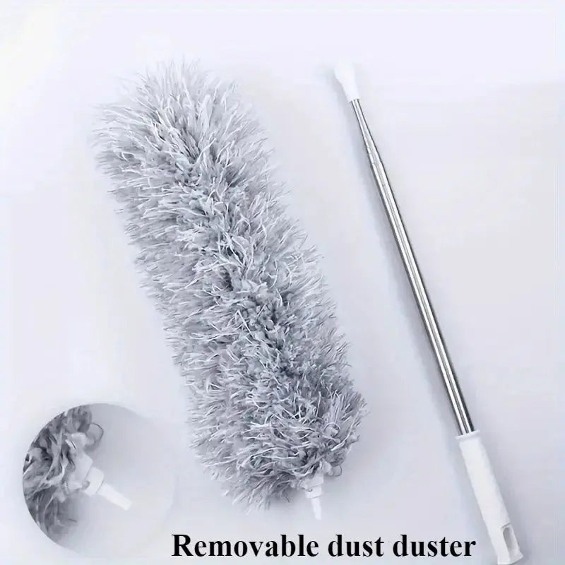 2.8M Extended Chicken Feather Duster Extendable and Curved Ceiling Cleaning Broom Household Electrostatic Dust Collector Homeysolve