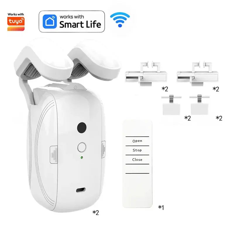 Smart Curtain Opener with App, Remote, Timer & Voice (WiFi/Bluetooth)