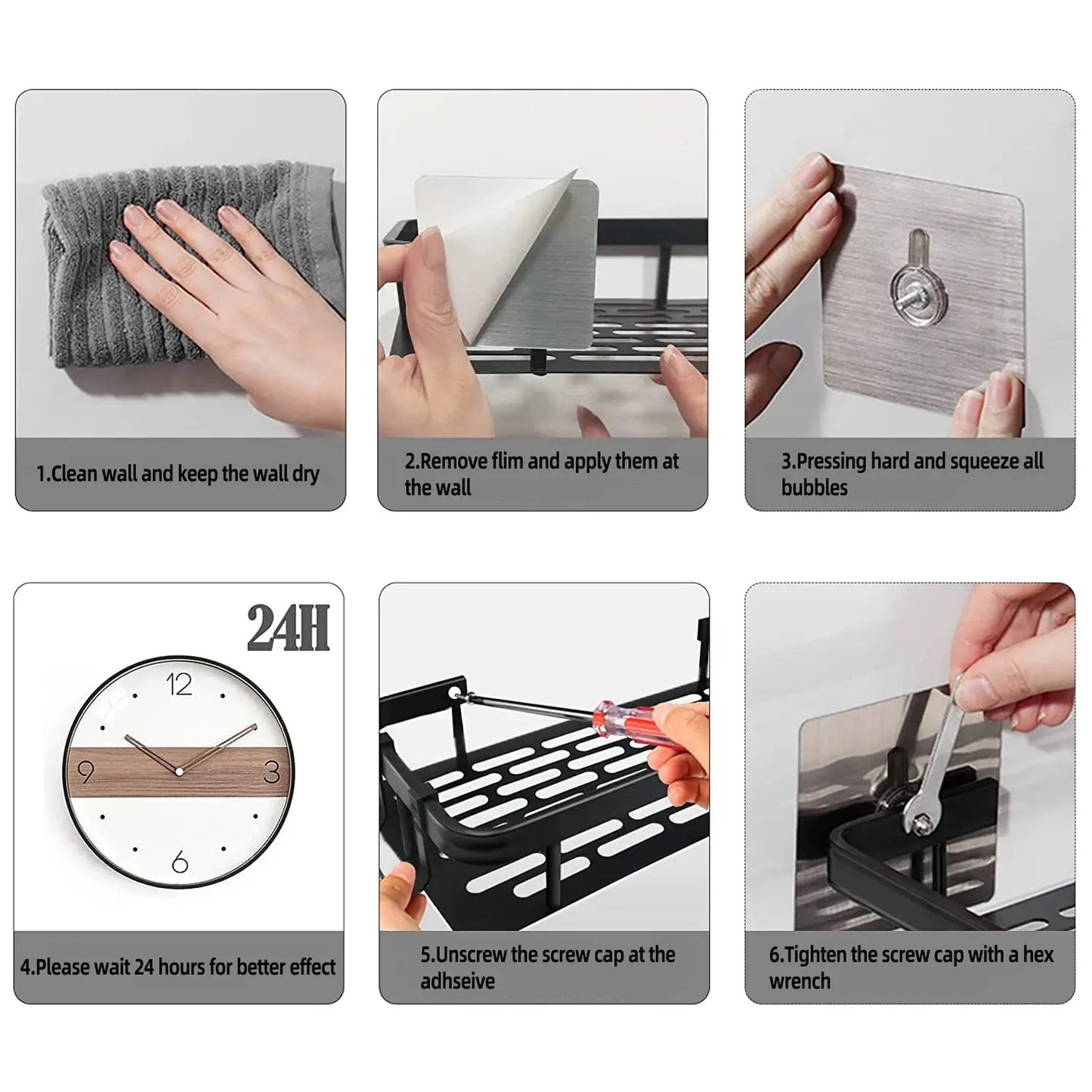 Wall Hanging Corner Rectangular Rack Bathroom Shelf Towel Rack Shelves Wall Shower  Shampoo Rack No Drill Shelf Tripod Homeysolve