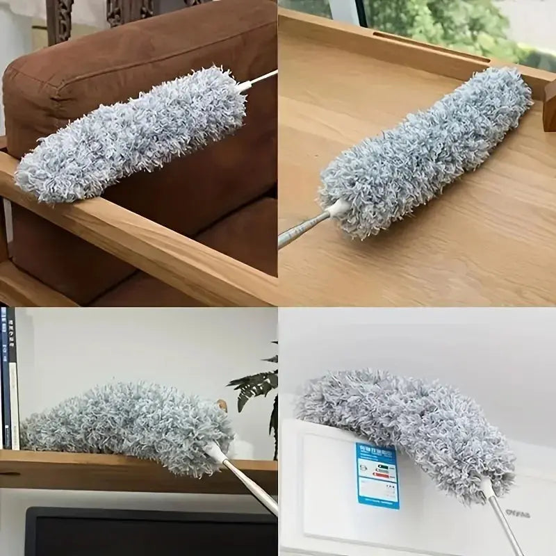 2.8M Extended Chicken Feather Duster Extendable and Curved Ceiling Cleaning Broom Household Electrostatic Dust Collector Homeysolve