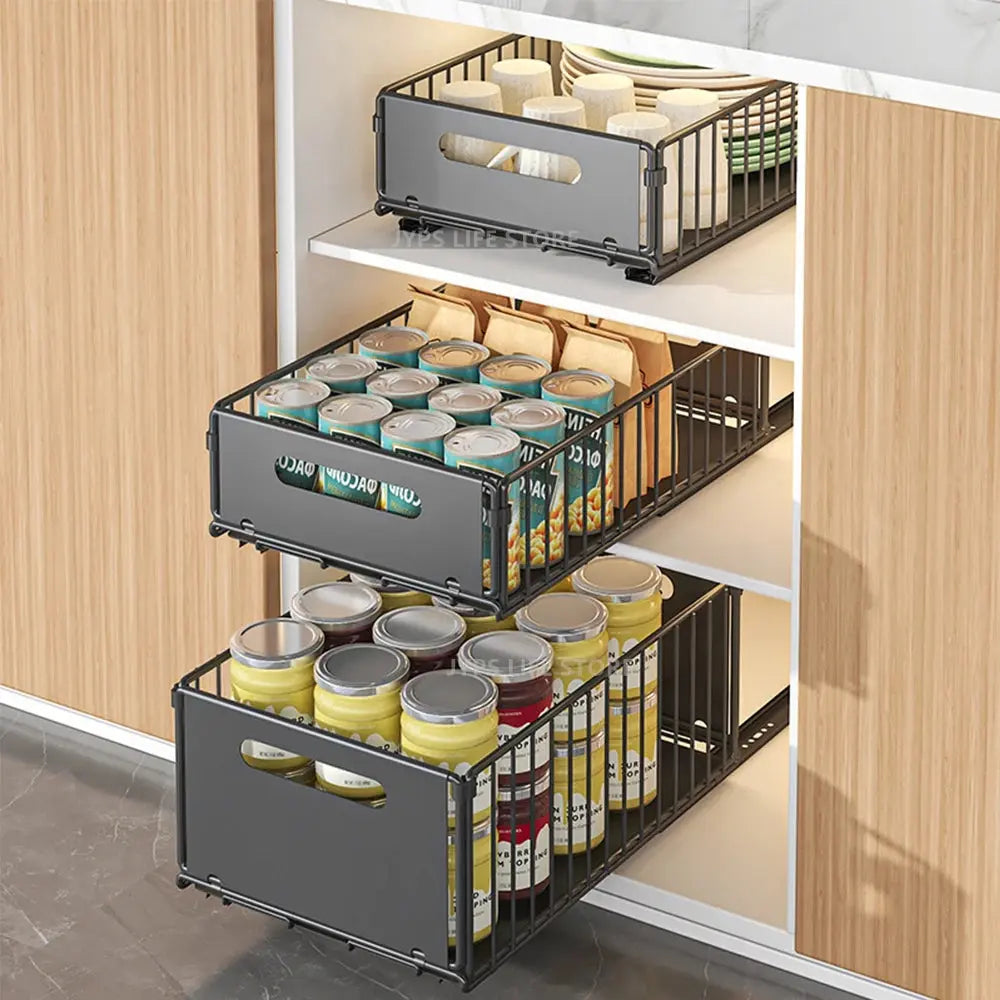 Kitchen Storage Rack Pull Out Cabinet Organizer Slide Drawer Storage Tray Seasoning Bottle Spice Storage Rack Kitchen Organizer Homeysolve