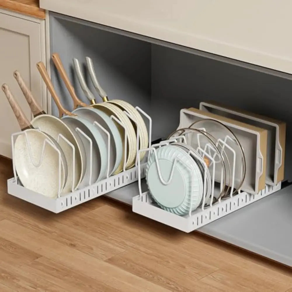 Kitchen Pull Out Pot Rack Adjustable Cupboard Trays with Slide Rails for Dishes Storage Organizer Drawer Partition Shelf Homeysolve