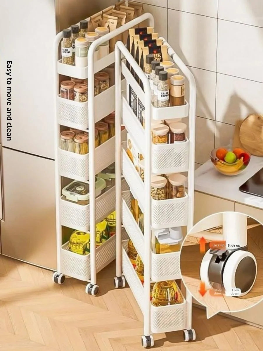 Kitchen Gap Storage Rack | Slim Pull-Out Cart for Fridge Side & Narrow Spaces