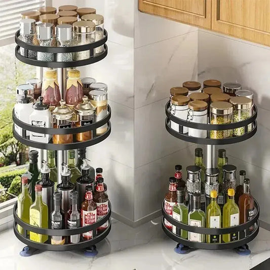 360°Rotation Spice Rack Organizer Jar Cans Non-Skid Storage Tray for Seasonings Kitchen storage rack Kitchen Accessories Homeysolve