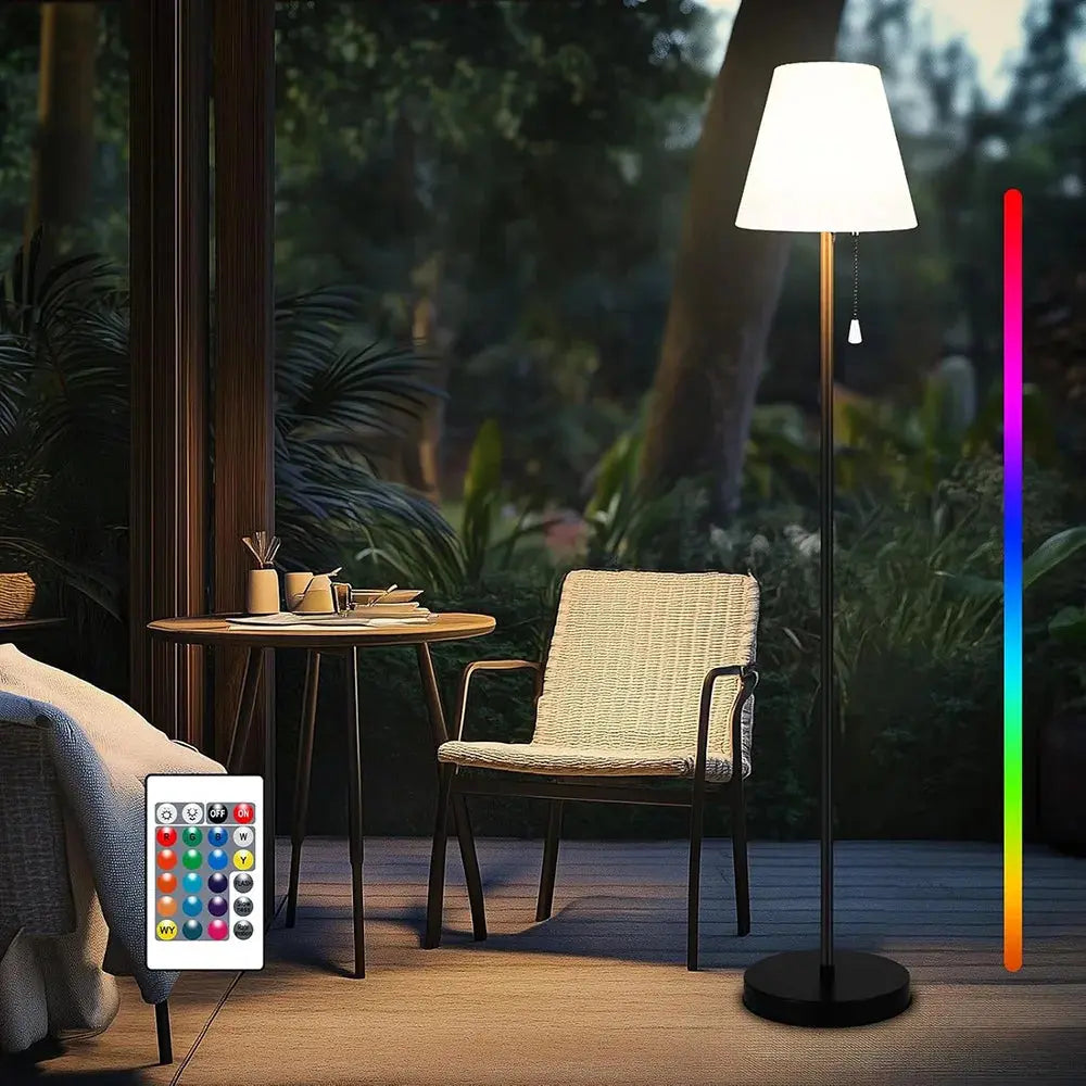 LED Floor Lamp Solar For Living Room Adjustable Rechargeable Stand Light Dimmable Cordless w/ Light Sensor Patio Standing Light Homeysolve