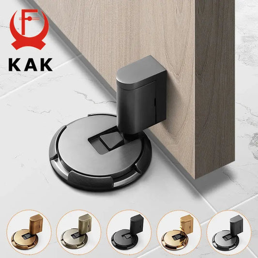 KAK Heavy Duty Magnetic Door Stopper Mechanical Door Stop Adjustable Door Holder Non-punch Sticker Furniture Door Hardware Homeysolve