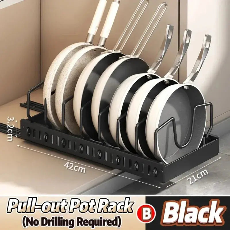 Kitchen Pull Out Pot Rack Adjustable Cupboard Trays with Slide Rails for Dishes Storage Organizer Drawer Partition Shelf Homeysolve