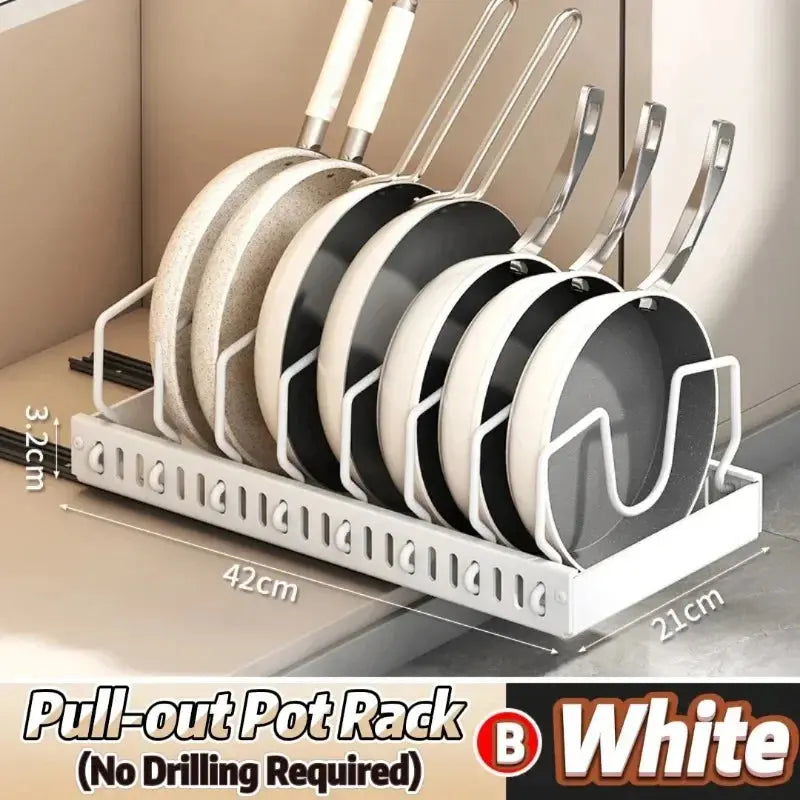 Kitchen Pull Out Pot Rack Adjustable Cupboard Trays with Slide Rails for Dishes Storage Organizer Drawer Partition Shelf Homeysolve