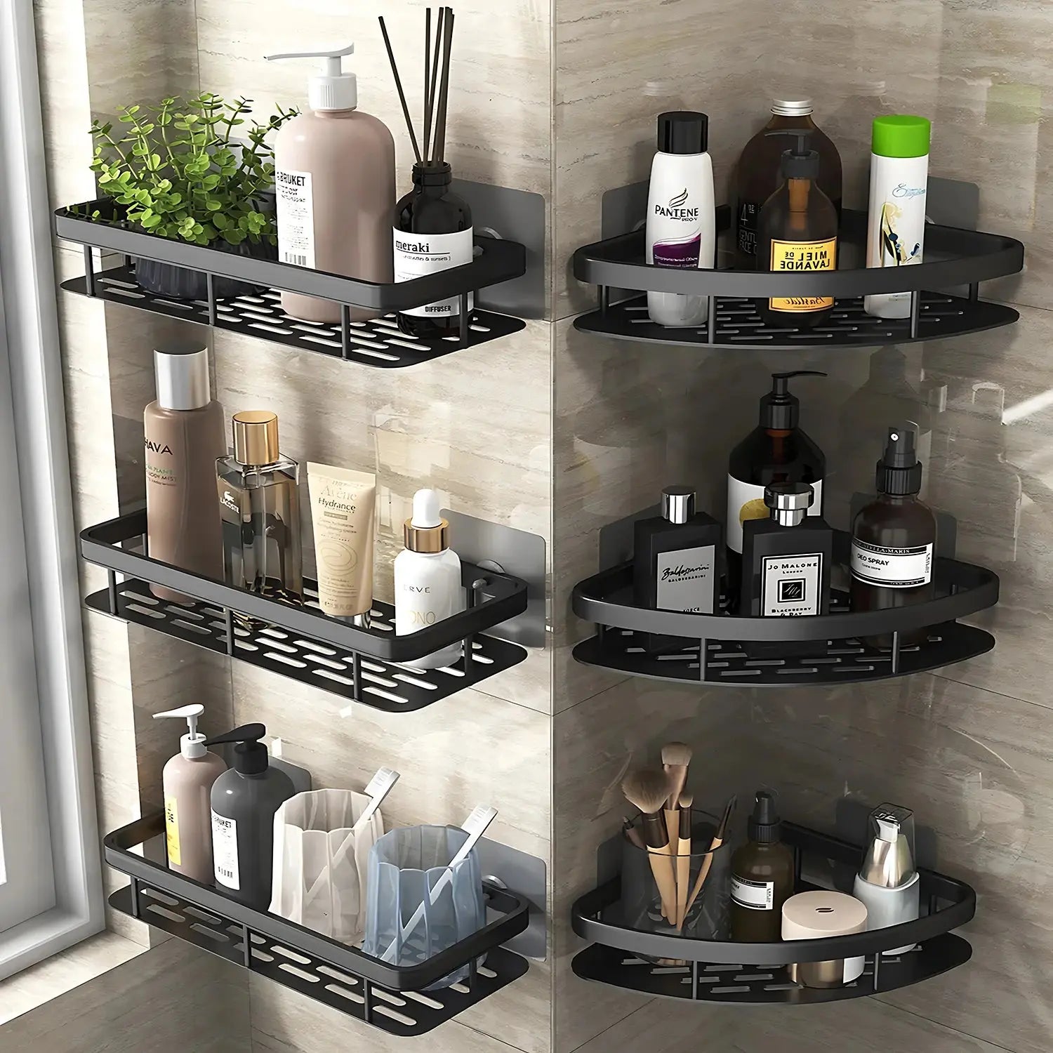 Wall Hanging Corner Rectangular Rack Bathroom Shelf Towel Rack Shelves Wall Shower  Shampoo Rack No Drill Shelf Tripod Homeysolve