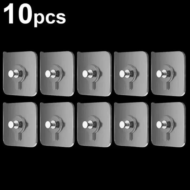 10/50pcs Self-Adhesive Hook Strong Adhesive Picture Frame Nails Hooks Transparent Seamless Wall Hangers Hanging Clock Homeysolve