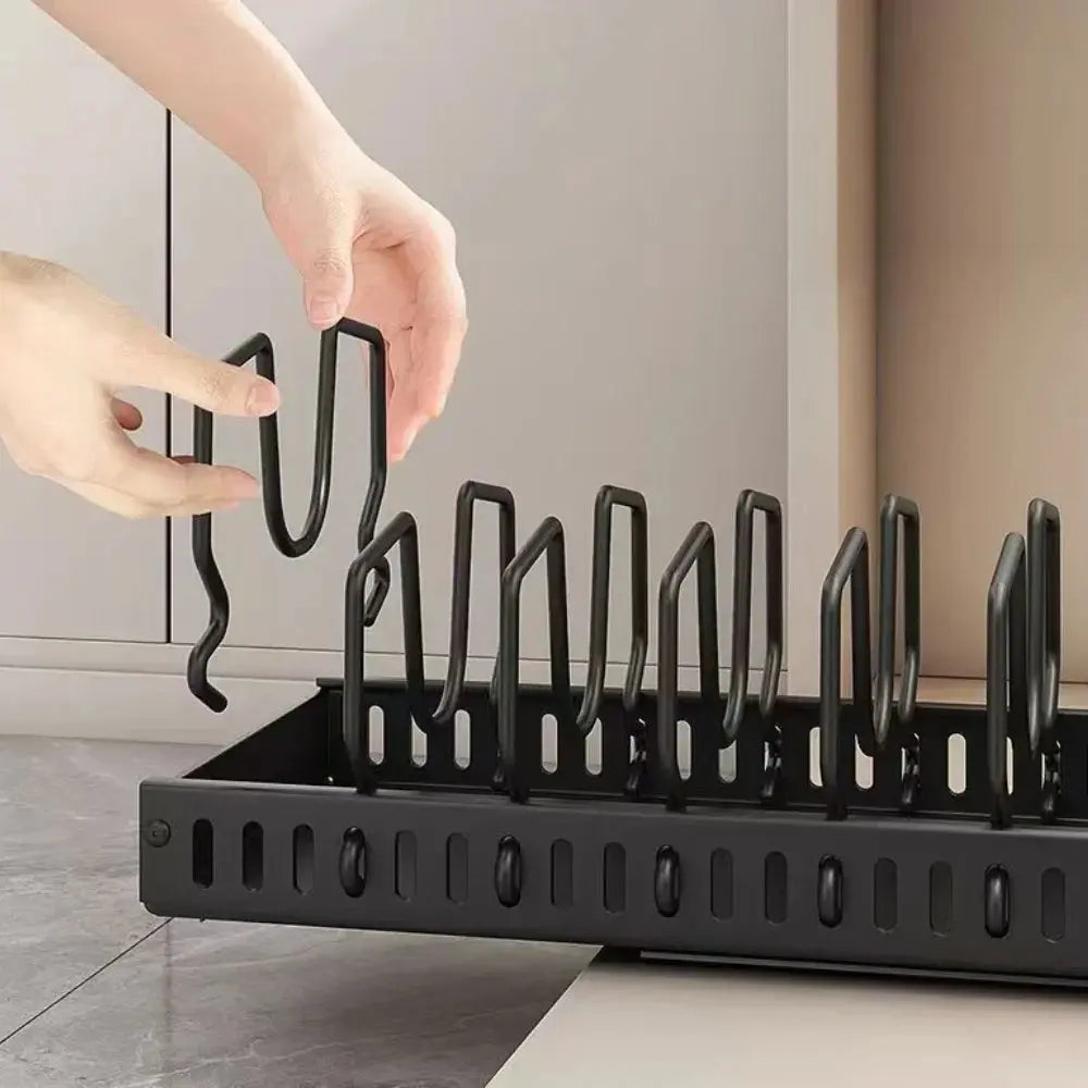 Kitchen Pull Out Pot Rack Adjustable Cupboard Trays with Slide Rails for Dishes Storage Organizer Drawer Partition Shelf Homeysolve