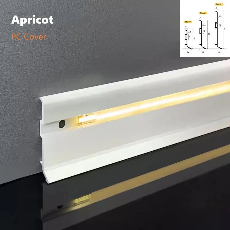 Aluminum LED Skirting Profile | 5mm Narrow Wall Baseboard Strip Channel (H4/6/8cm)