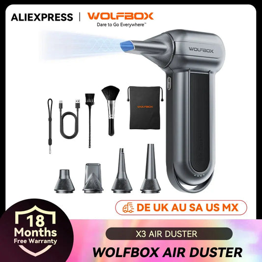 WOLFBOX MF100 Electric Air Duster Air Blower-150000RPM Super Power, Rechargeable 3-Gear Brushless Motor for Car/PC/Home/Outdoor Homeysolve