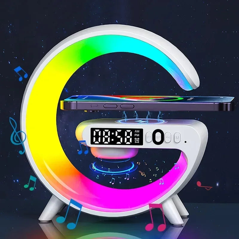 3-in-1 Wireless Charging Station Speaker Clock with Night Light