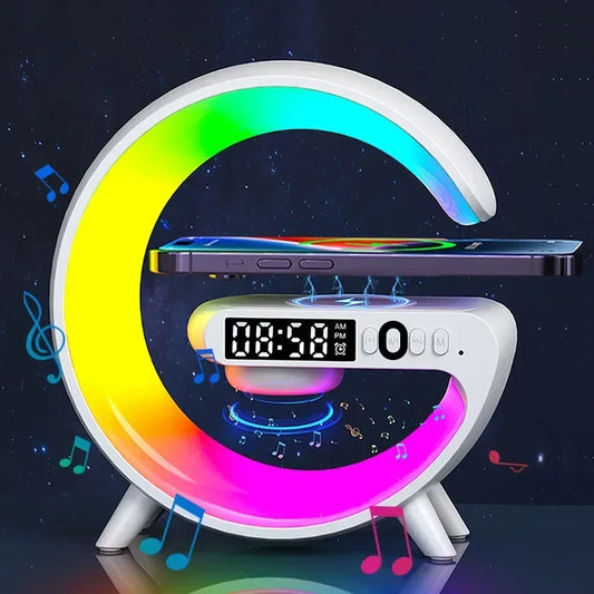 3-in-1 Wireless Charging Station Speaker Clock with Night Light