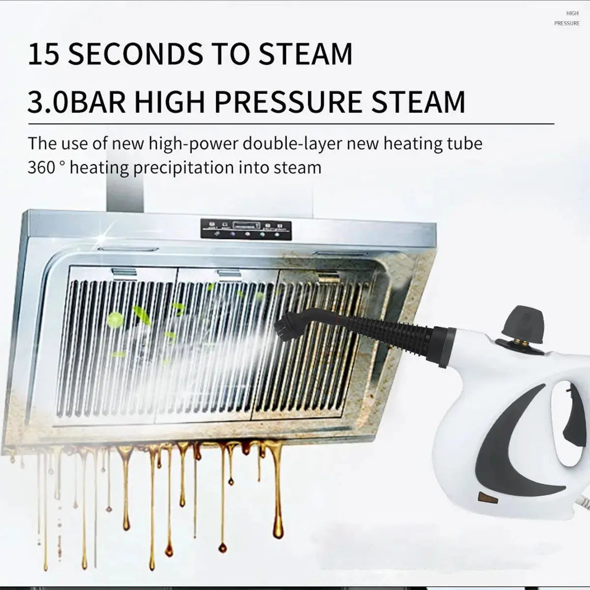 Pressurized Handheld Steam Cleaner for Home - Portable Multi-purpose High Pressure Deep Multi-surface Cleaning Steamer Machine Homeysolve