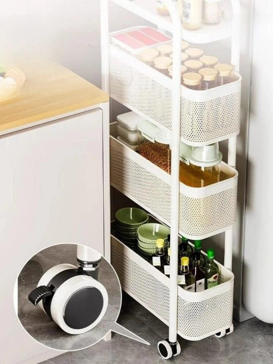 Kitchen Gap Storage Rack | Slim Pull-Out Cart for Fridge Side & Narrow Spaces