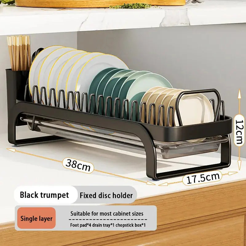 Kitchen Storage Rack Pull-Out Dish Drainer — Built-In Cabinet/Sink Organizer for Plates, Bowls & Cups Homeysolve