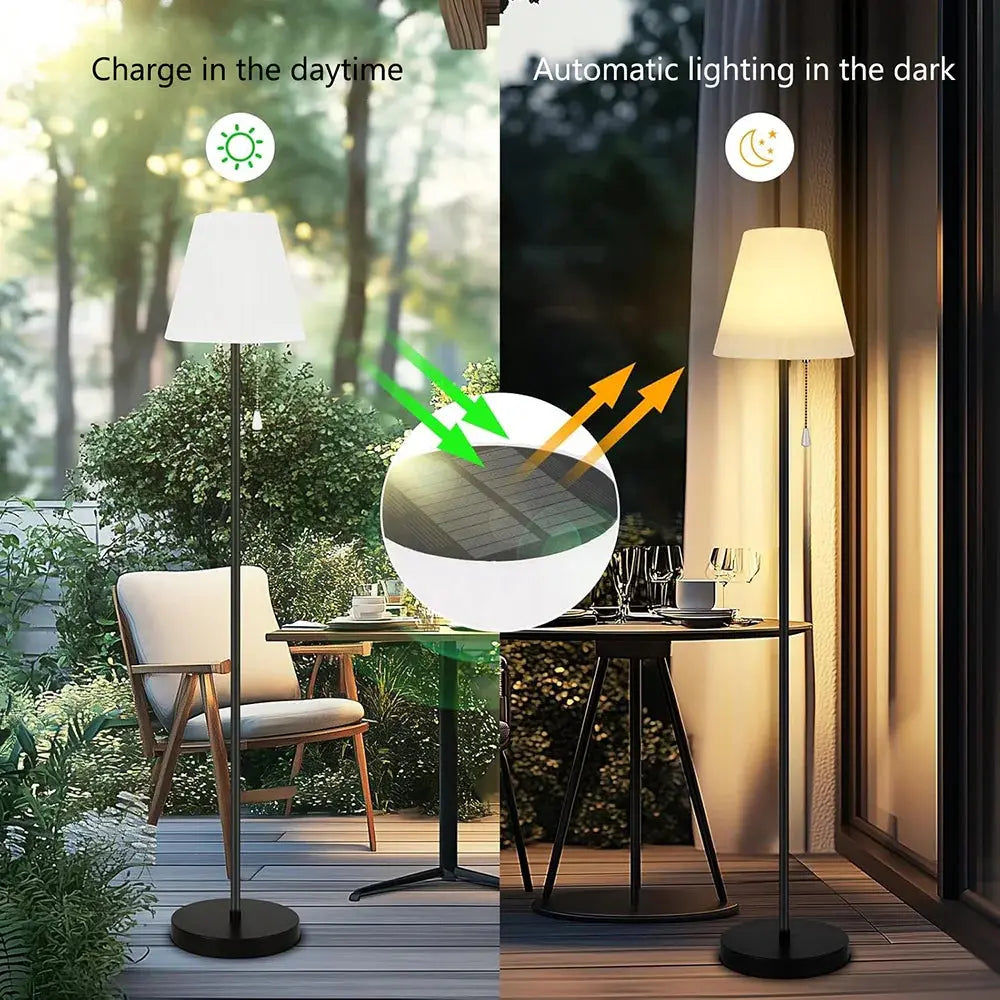 LED Floor Lamp Solar For Living Room Adjustable Rechargeable Stand Light Dimmable Cordless w/ Light Sensor Patio Standing Light Homeysolve