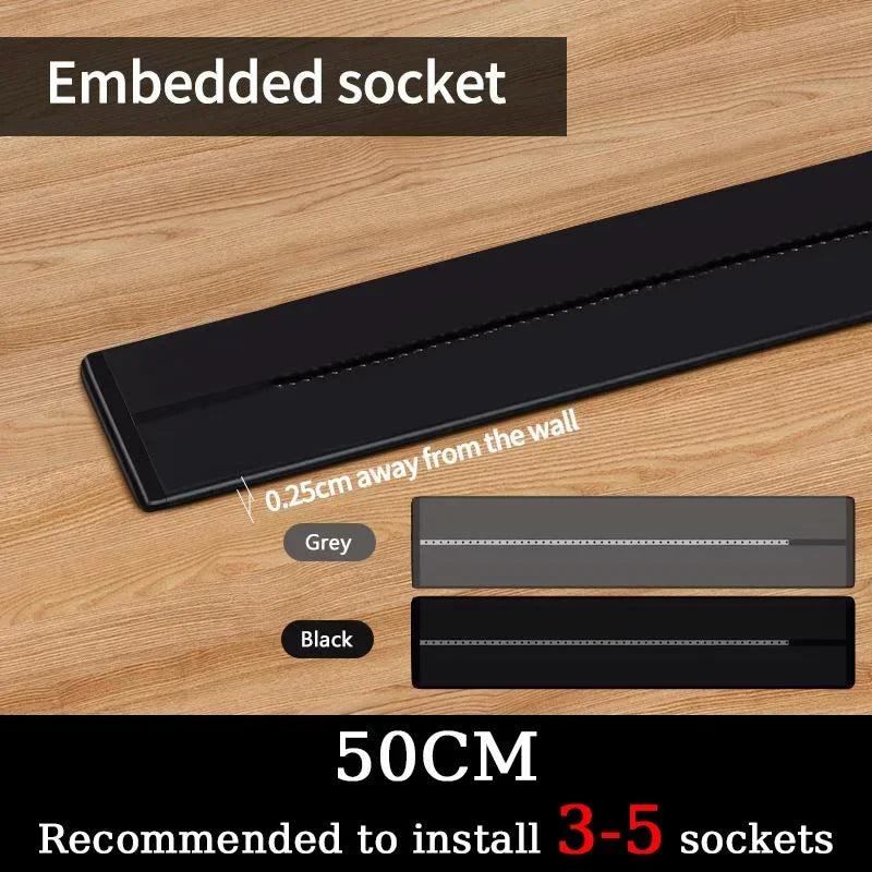 High‑Power Track Socket Wall Rail (40/50cm) – Movable Outlets, 8000W, EU/US/UK, USB‑C