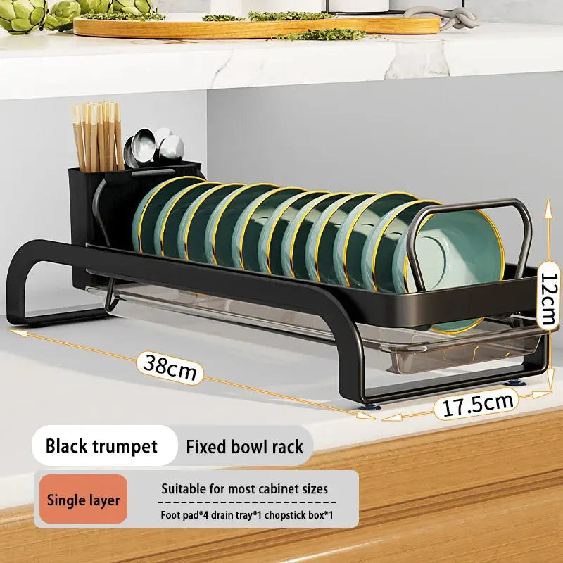 Kitchen Storage Rack Pull-Out Dish Drainer — Built-In Cabinet/Sink Organizer for Plates, Bowls & Cups Homeysolve