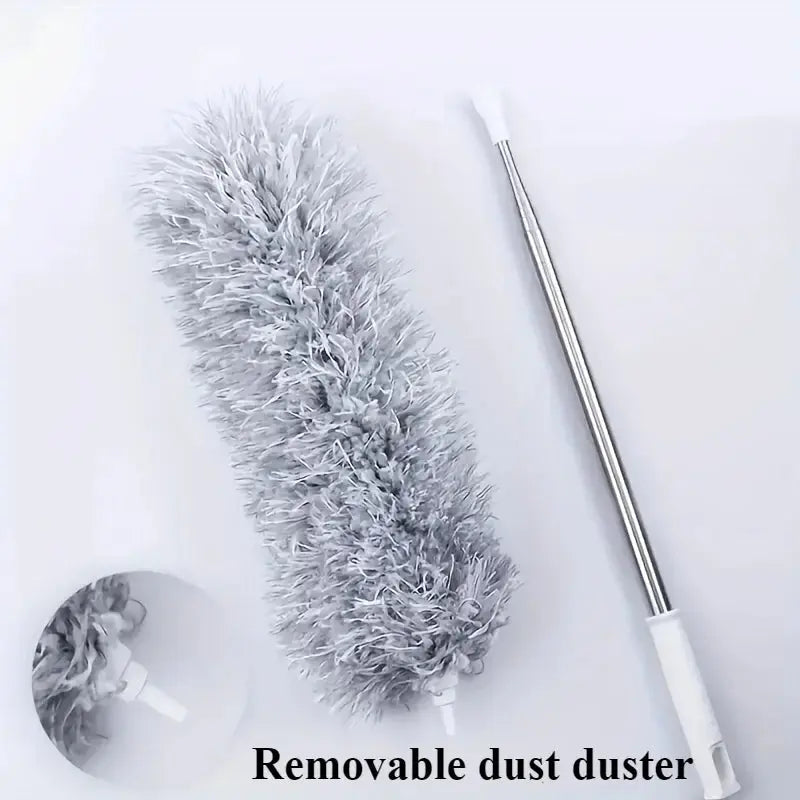 2.8M Extended Chicken Feather Duster Extendable and Curved Ceiling Cleaning Broom Household Electrostatic Dust Collector Homeysolve