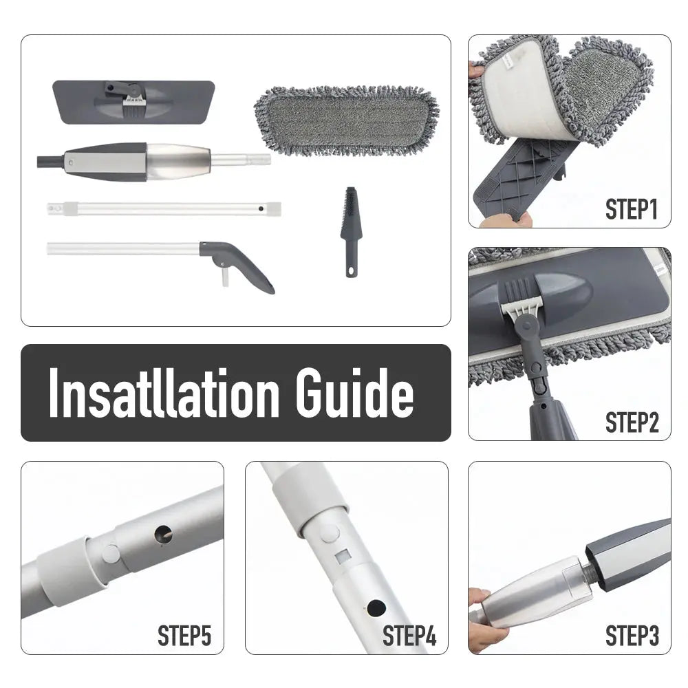 Magic Spray Mop Wooden Floor with Reusable Microfiber Pads 360 Degree Handle Home Windows Kitchen Mop Sweeper Broom Clean Tools Homeysolve