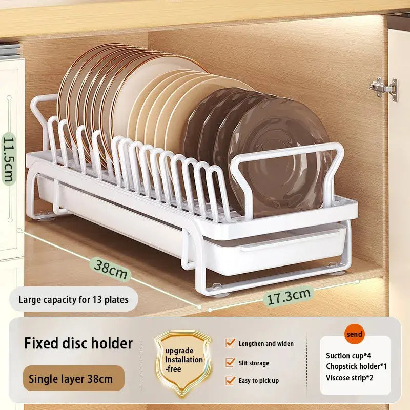 Kitchen Storage Rack Pull-Out Dish Drainer — Built-In Cabinet/Sink Organizer for Plates, Bowls & Cups Homeysolve