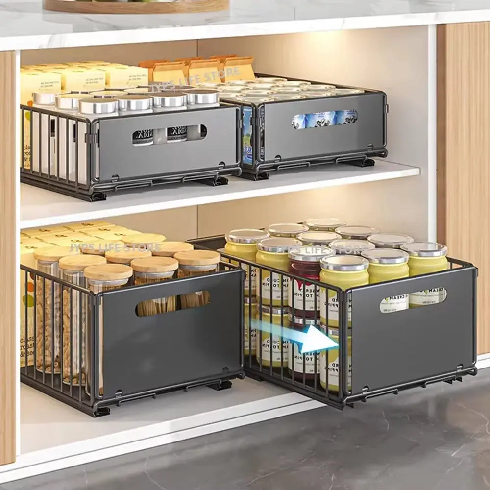 Kitchen Storage Rack Pull Out Cabinet Organizer Slide Drawer Storage Tray Seasoning Bottle Spice Storage Rack Kitchen Organizer Homeysolve