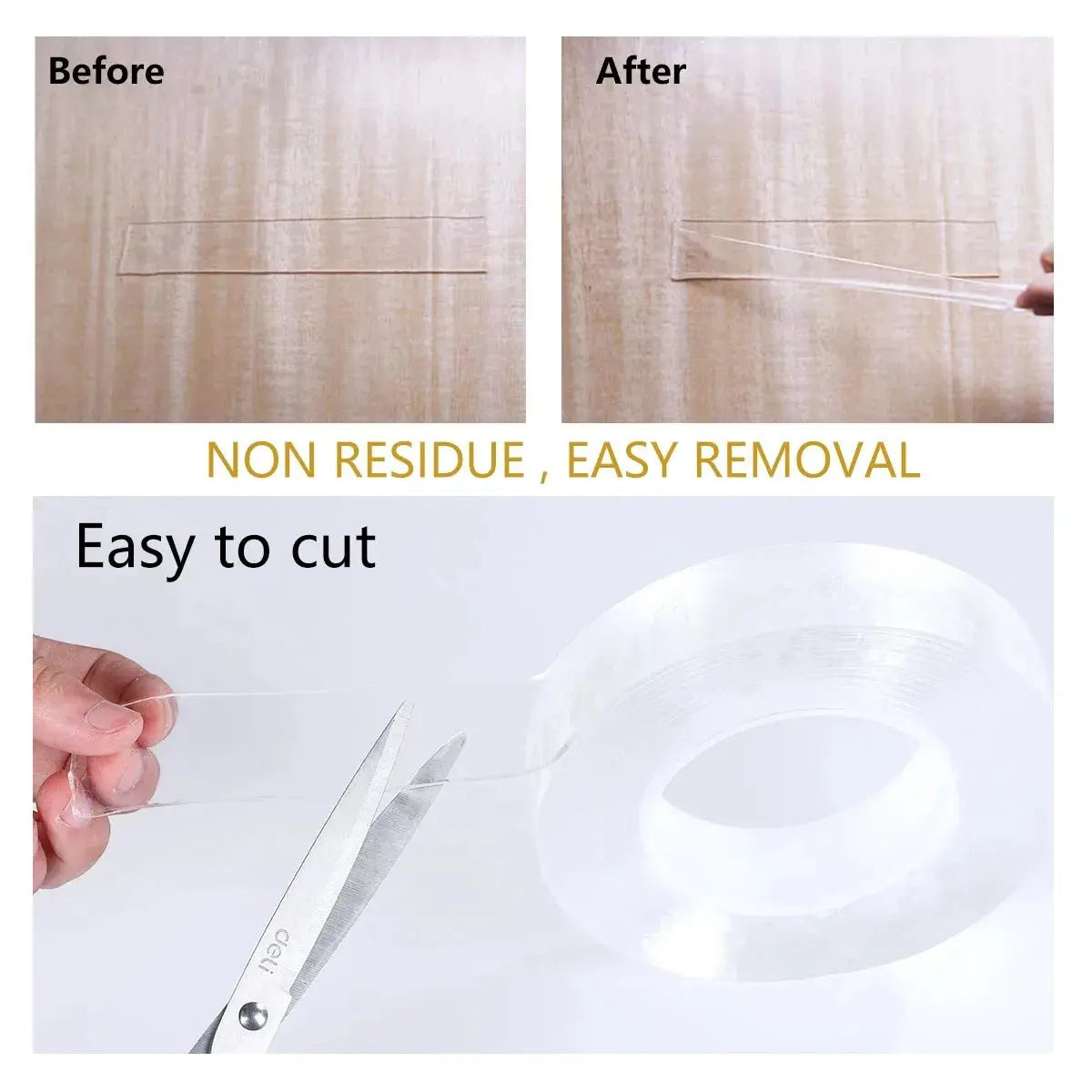 5m Double Contact Nano Tape Powerful Extra Strong Sided Adhesive for Kitchen and Bathroom Waterproof and Cleanable Tool Homeysolve