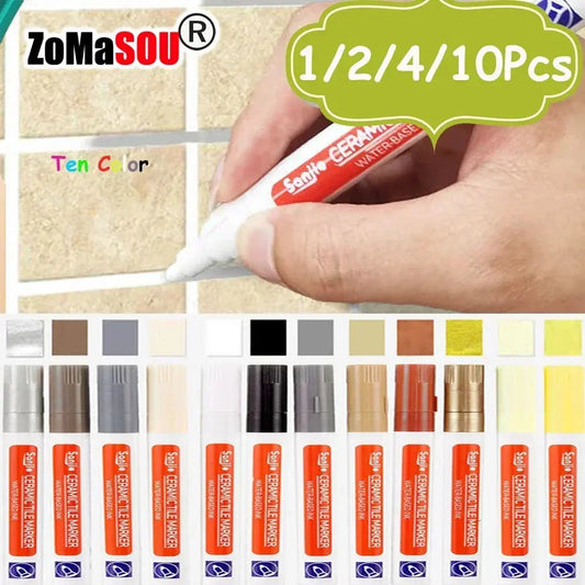 1-10Pcs 10 Colors Waterproof Tile Floor Marker Pen Wall Grout Pen for Kitchen Bathroom Ceramic Seam Paint Gap Repair Tools Homeysolve
