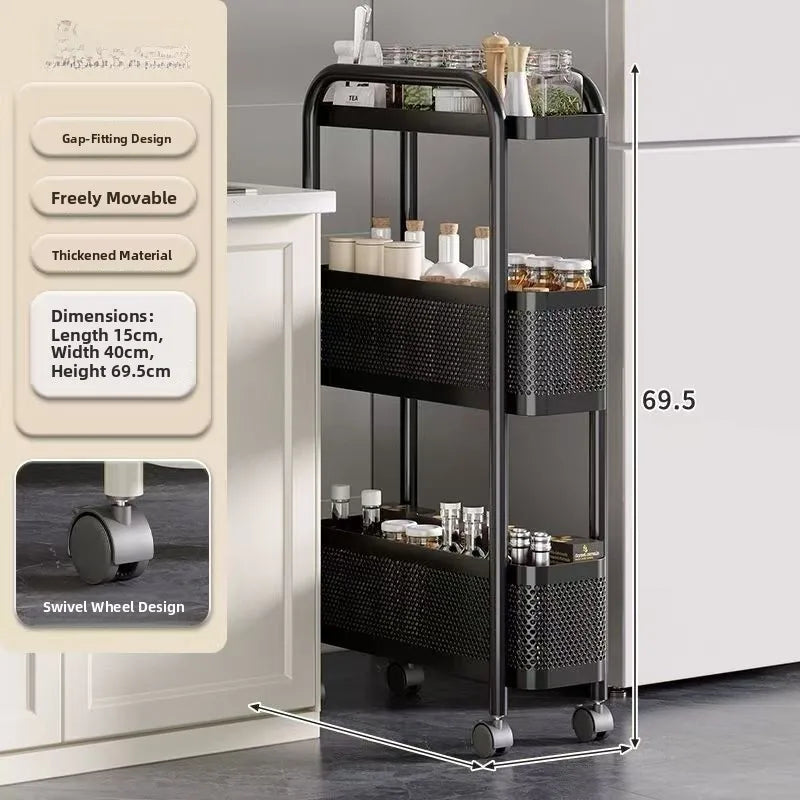 Kitchen Gap Storage Rack | Slim Pull-Out Cart for Fridge Side & Narrow Spaces