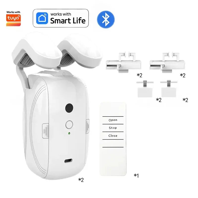 Smart Curtain Opener with App, Remote, Timer & Voice (WiFi/Bluetooth)
