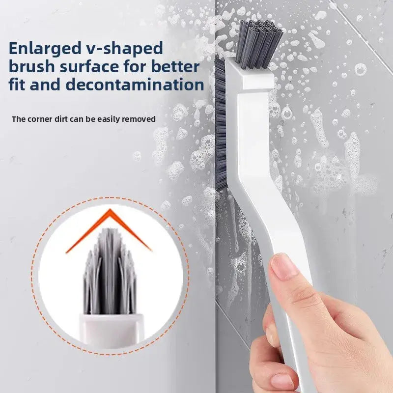 Tri-Function Tile Gap Cleaner Brush - Hard Nylon Bristles Corner Scrubber for Grout Lines, Ergonomic Bathroom Cleaning Tool Homeysolve