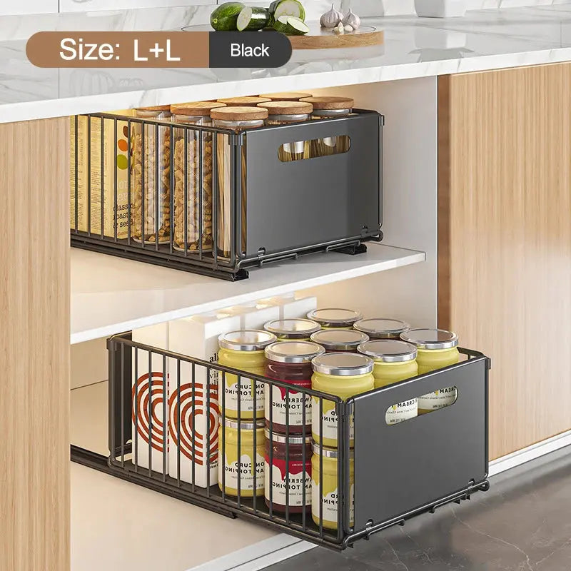 Kitchen Storage Rack Pull Out Cabinet Organizer Slide Drawer Storage Tray Seasoning Bottle Spice Storage Rack Kitchen Organizer Homeysolve