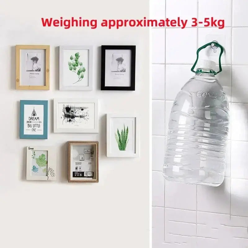 10/50pcs Self-Adhesive Hook Strong Adhesive Picture Frame Nails Hooks Transparent Seamless Wall Hangers Hanging Clock Homeysolve